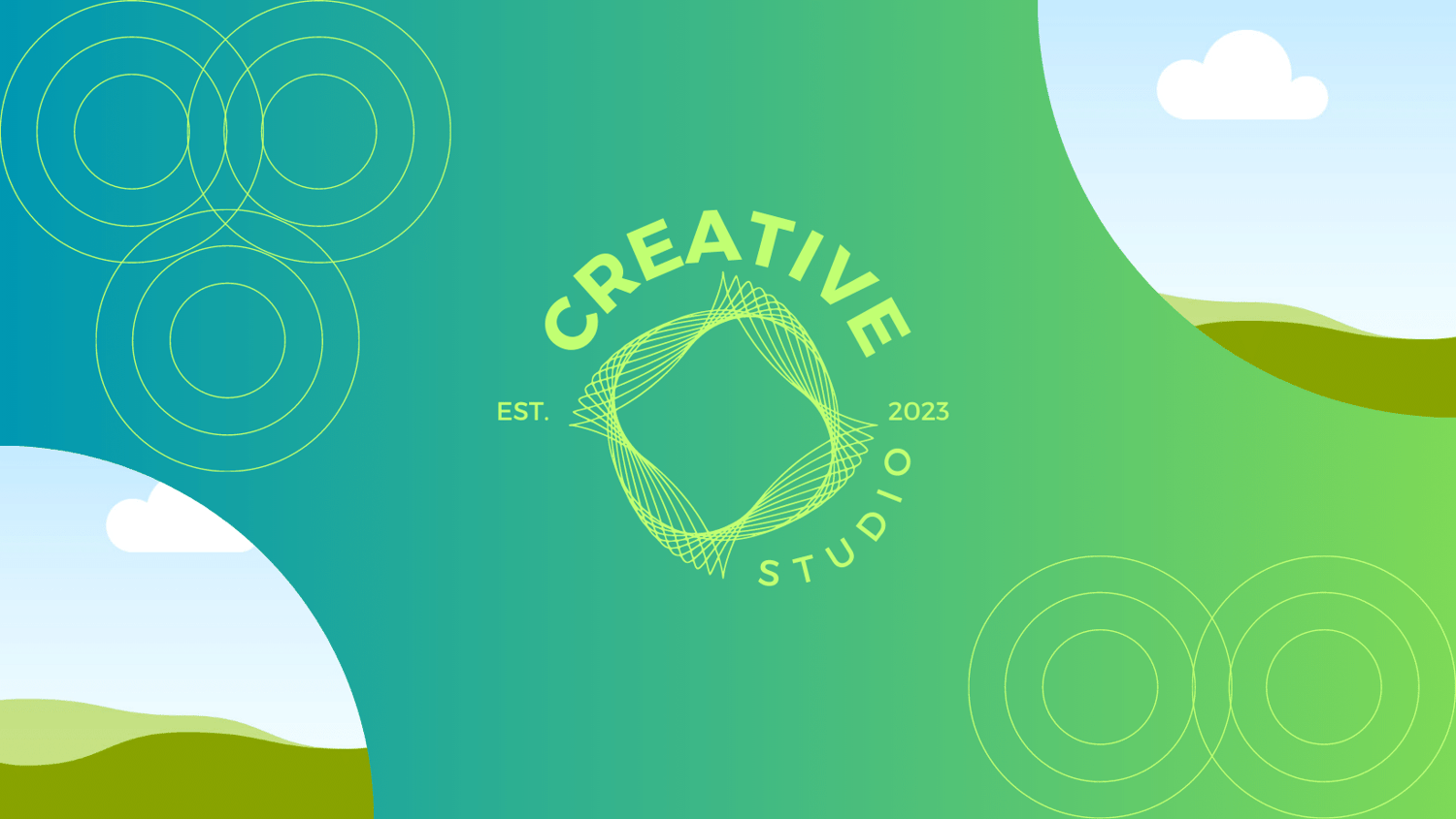 Customizable Clean Geometric Design Facebook Cover Template for Canva - Small Business Branding, blue and green gradient