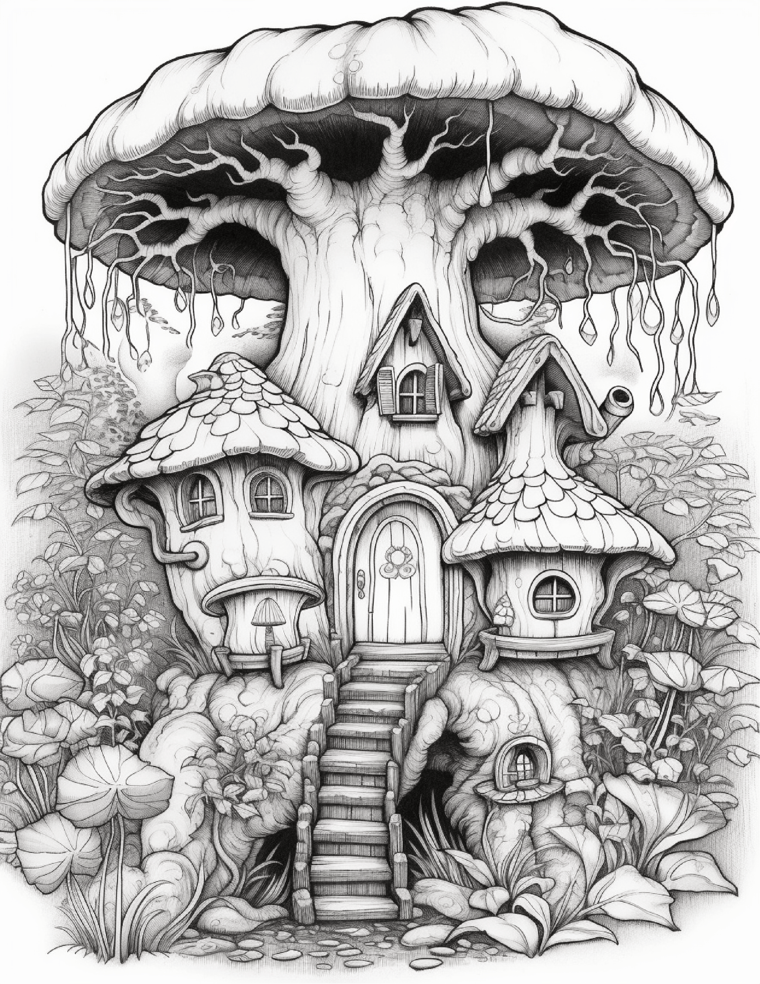 Mushroom Fairy House Coloring Page Coloring Sheets Magic Mushroom Instant  Download Fantasy Coloring Adult Coloring Book (Download Now) 
