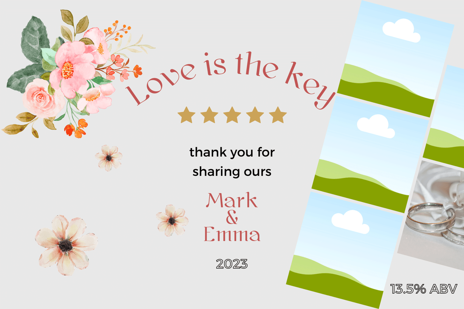 Elegant Pink Floral Photo Frame Sticker Label 6"x4" | Customizable Canva Template | Digital. Design
