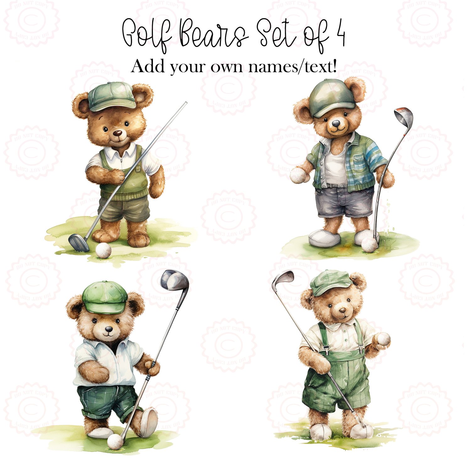 Golf Bears Set of 4