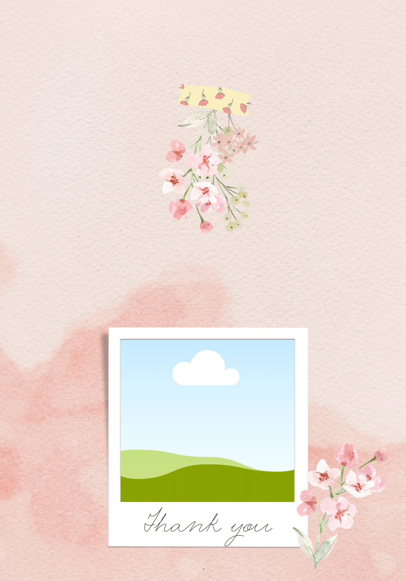 Light Pink Textured Background Photo Frame Folded Card Landscape | Customizable Canva Template | Digital. Outside deisng
