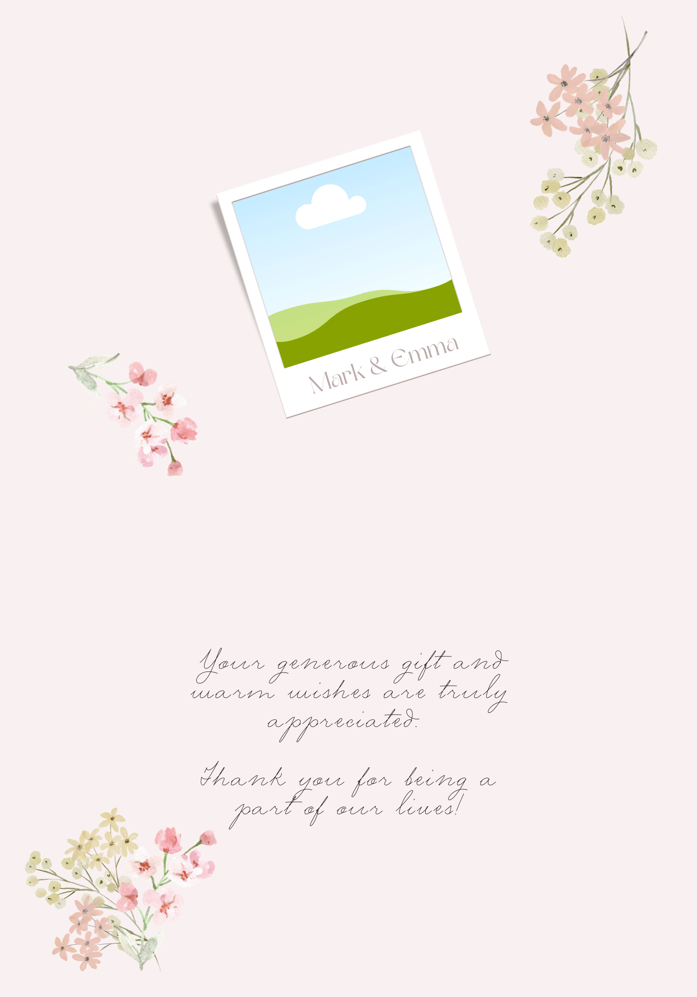 Light Pink Textured Background Photo Frame Folded Card Landscape | Customizable Canva Template | Digital. Inside