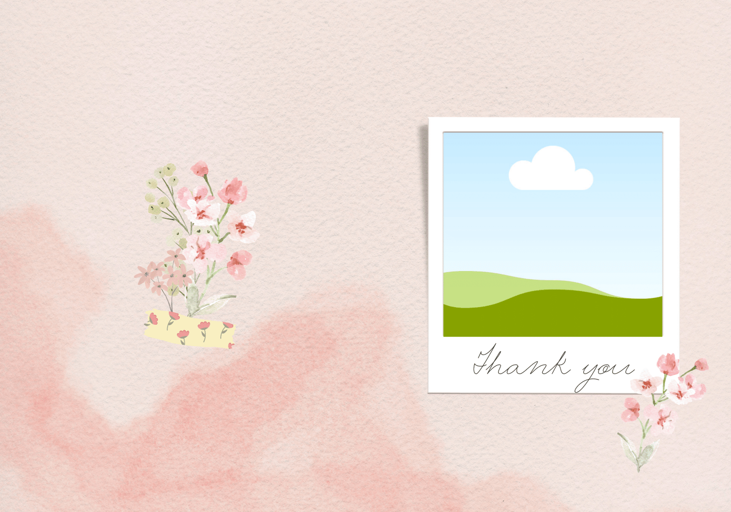 Light Pink Textured Background Photo Frame Folded Card Portrait | Customizable Canva Template | Digital. Outside design