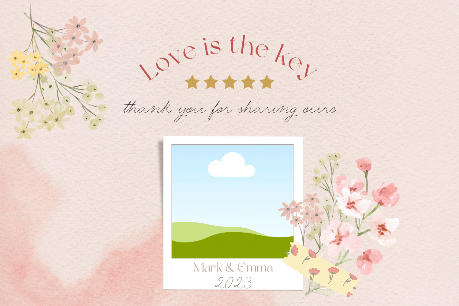 Light Pink Textured Background Photo Frame Sticker Label 6"x4" | Customizable Canva Template | Digital. Design