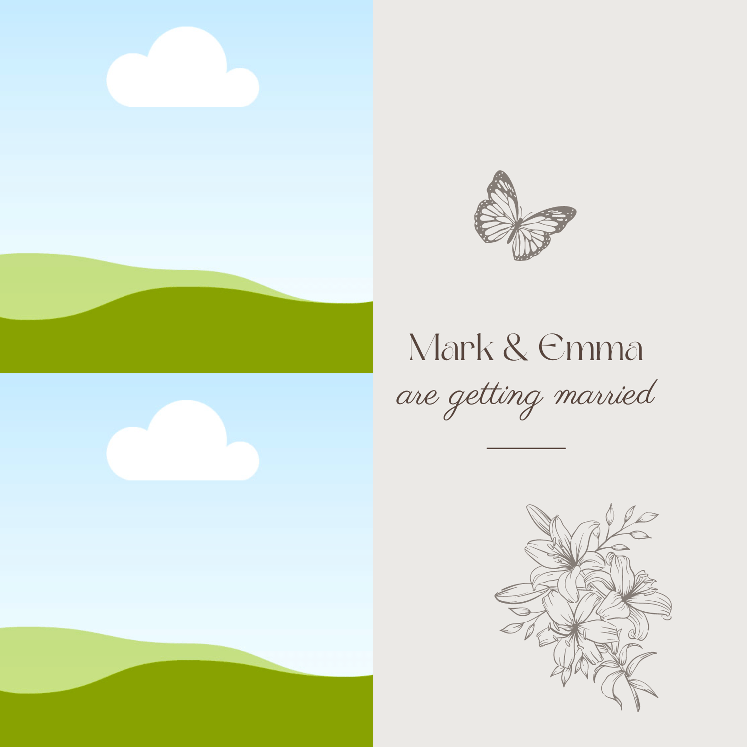 Artistic Line Art Photo Frame Invitation | Canva Template | Digital. Front design