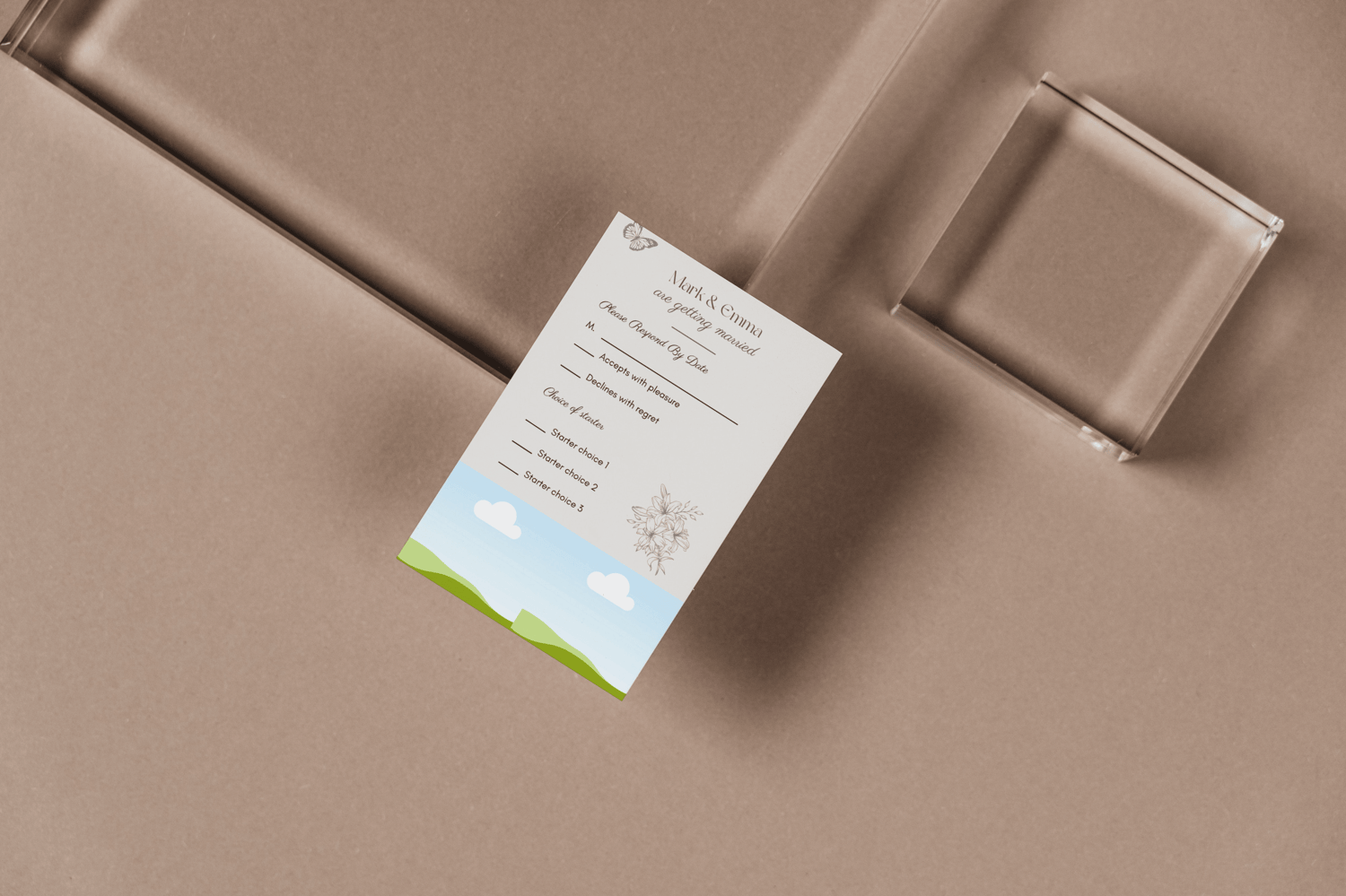 Artistic Line Art Photo Frame RSVP Card | Customizable Canva Template | Digital. Mock image