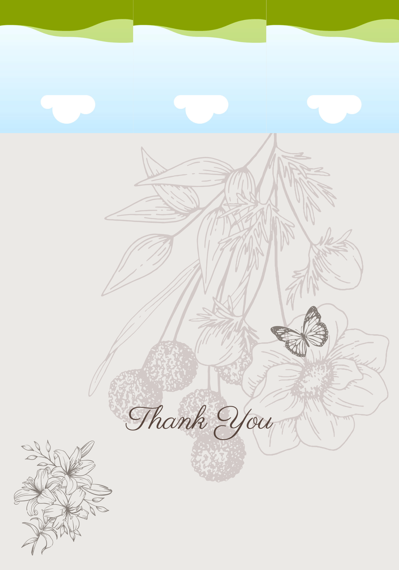 Artistic Line Art Photo Frame Folded Card Landscape | Customizable Canva Template | Digital. Outside design