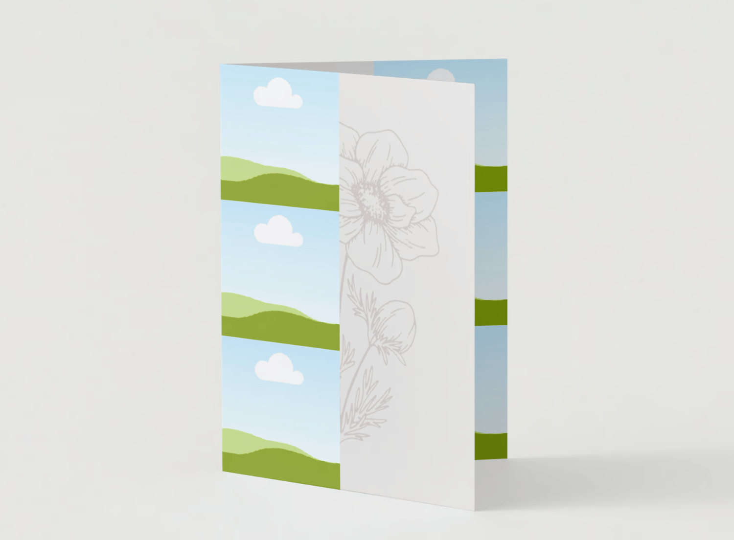 Artistic Line Art Photo Frame Folded Card Portrait | Customizable Canva Template | Digital. Mock outside front