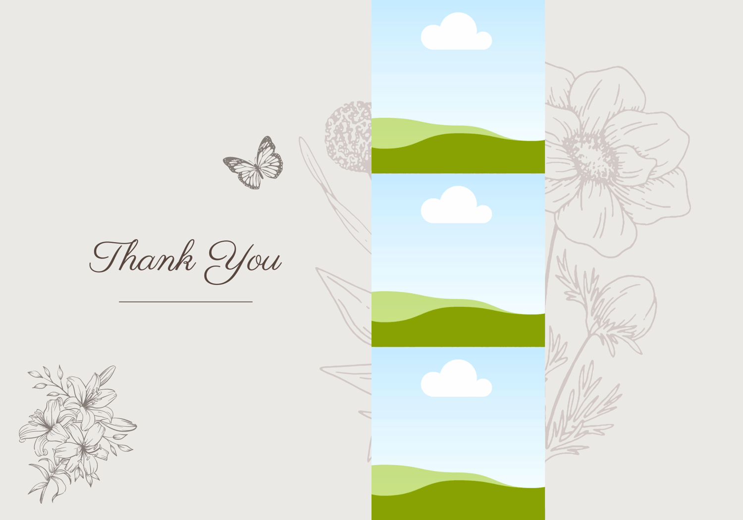 Artistic Line Art Photo Frame Folded Card Portrait | Customizable Canva Template | Digital. Outside design