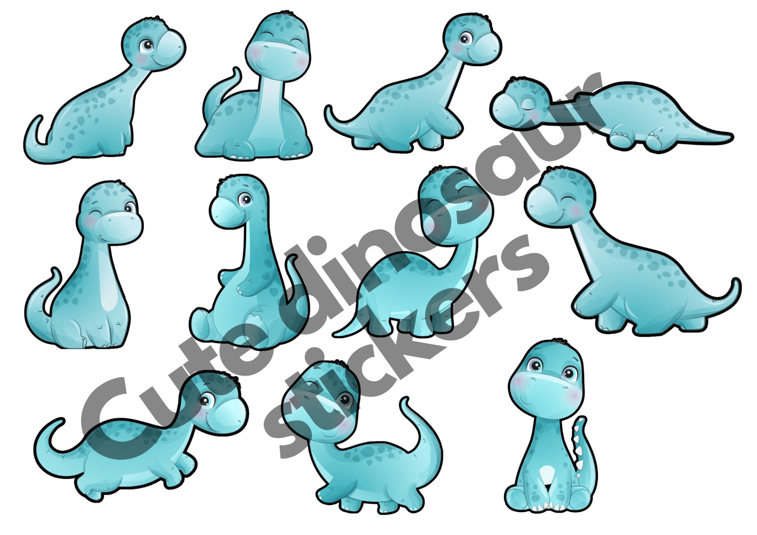 Cute Dinosaur Stickers, Dinosaur Print and Cut Digital PNG Sticker, 11 Fun  Sticker Designs, Instant Download, Printable Stickers. stickers - Payhip
