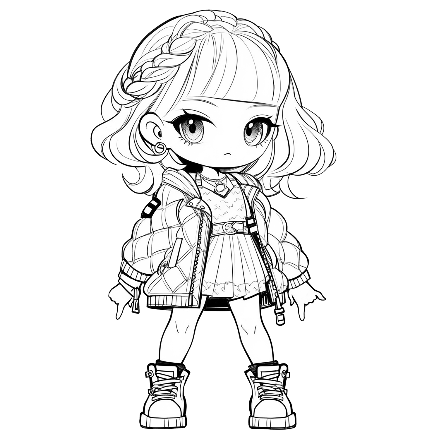 100 Chibi Girls Coloring Pages for Kids Graphic by KDP PRO DESIGN