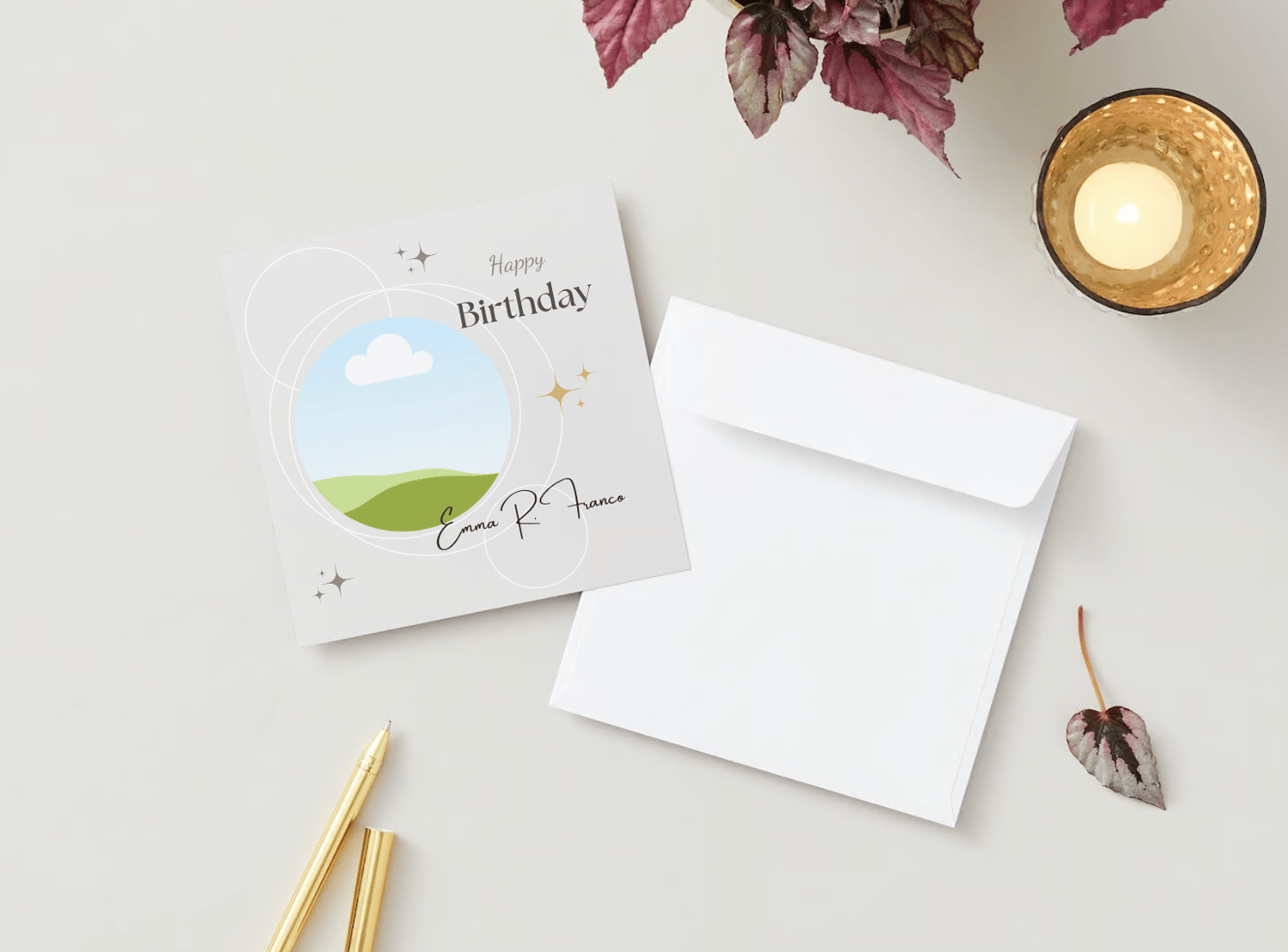 Light Grey Photo Frame Invitation | Canva Template | Digital. Mock front