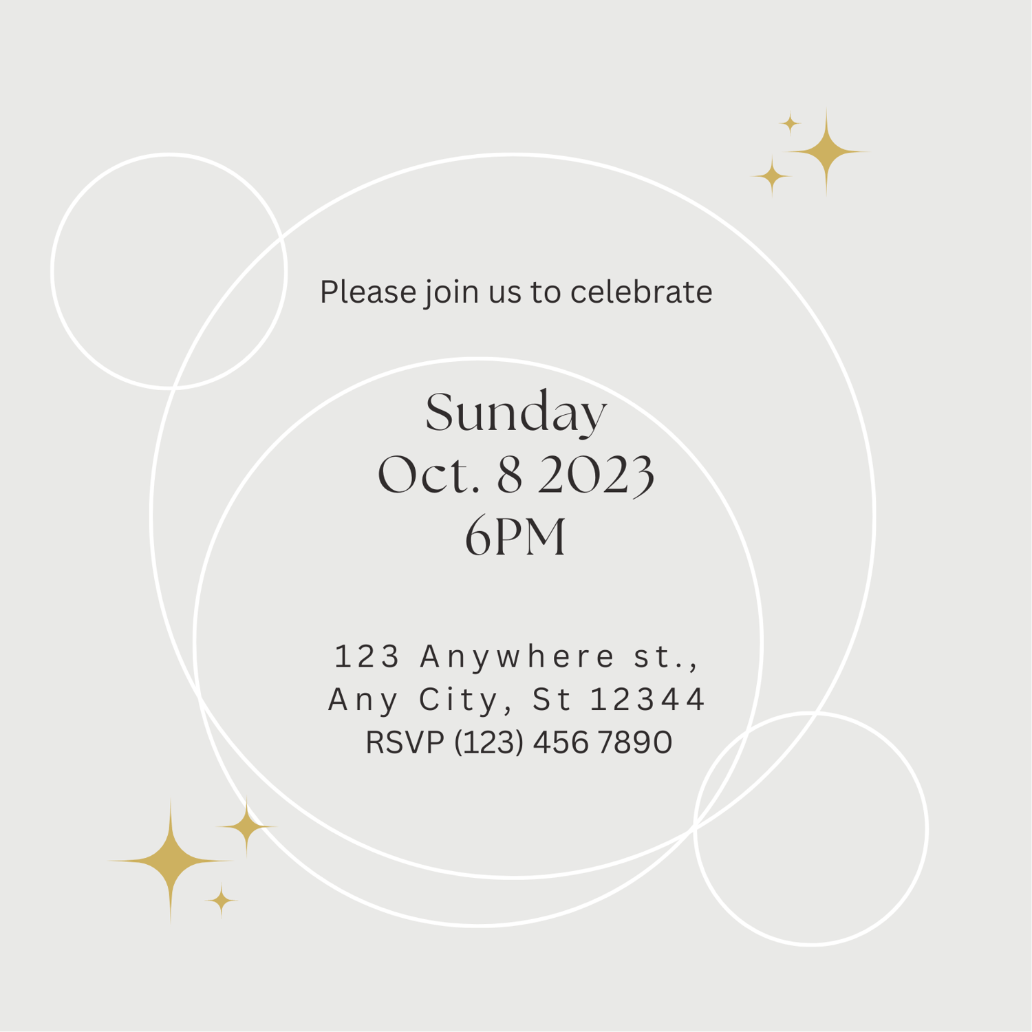 Light Grey Photo Frame Invitation | Canva Template | Digital. Back design