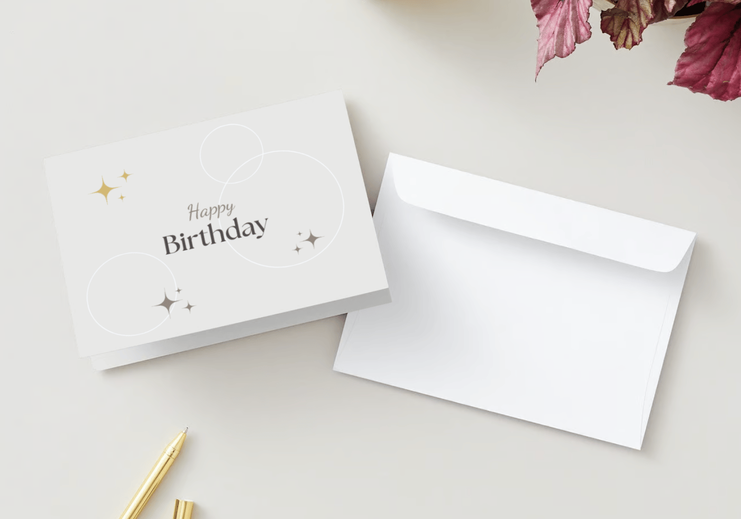 Light Grey Photo Frame Folded Card Landscape | Customizable Canva Template | Digital. Mock outside front