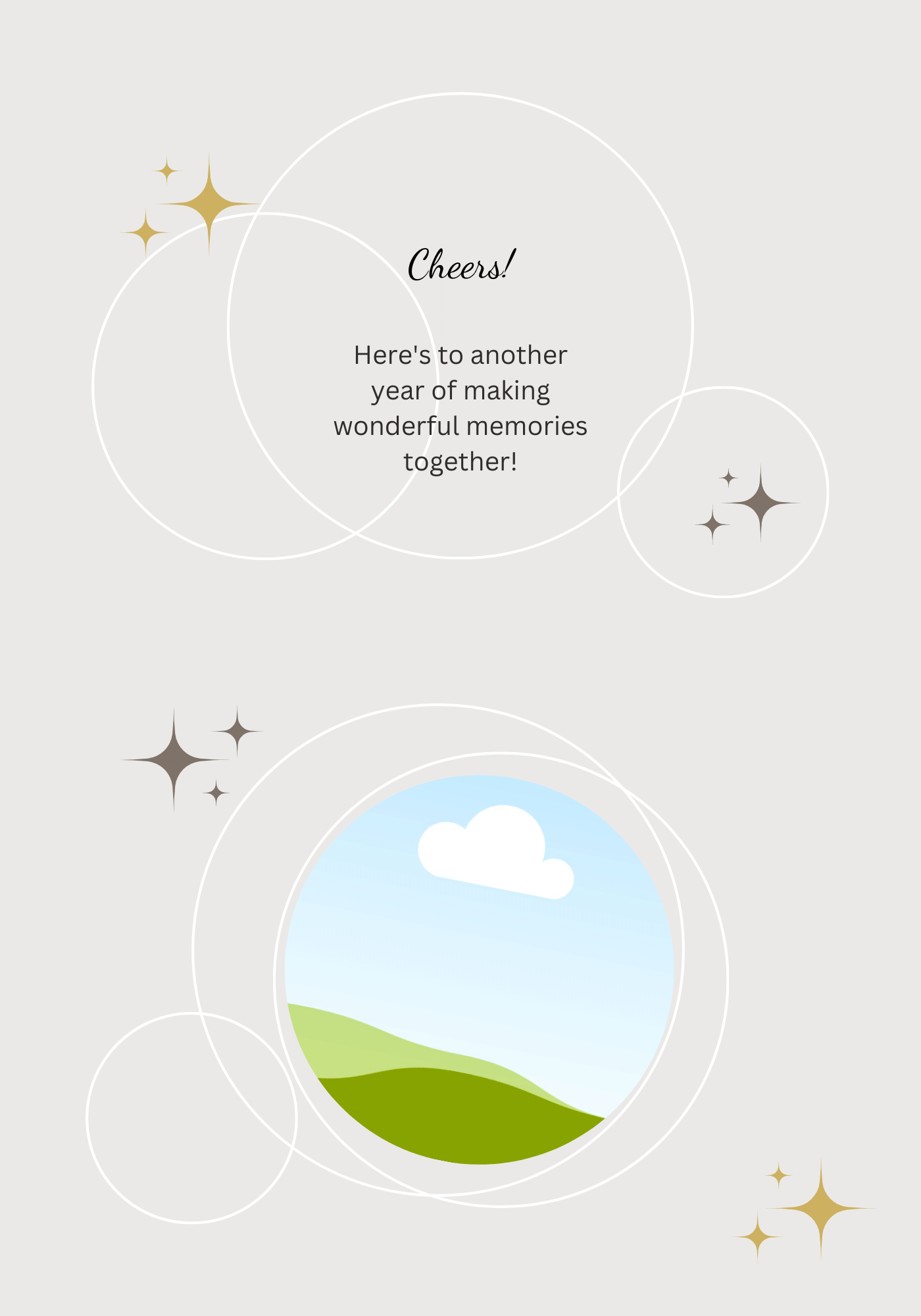Light Grey Photo Frame Folded Card Landscape | Customizable Canva Template | Digital. Inside design