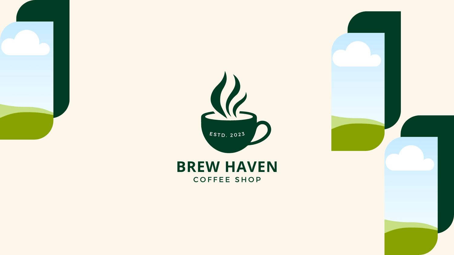 Customizable simple coffee cup design Facebook Cover Template for Canva - Small Business Branding, green
