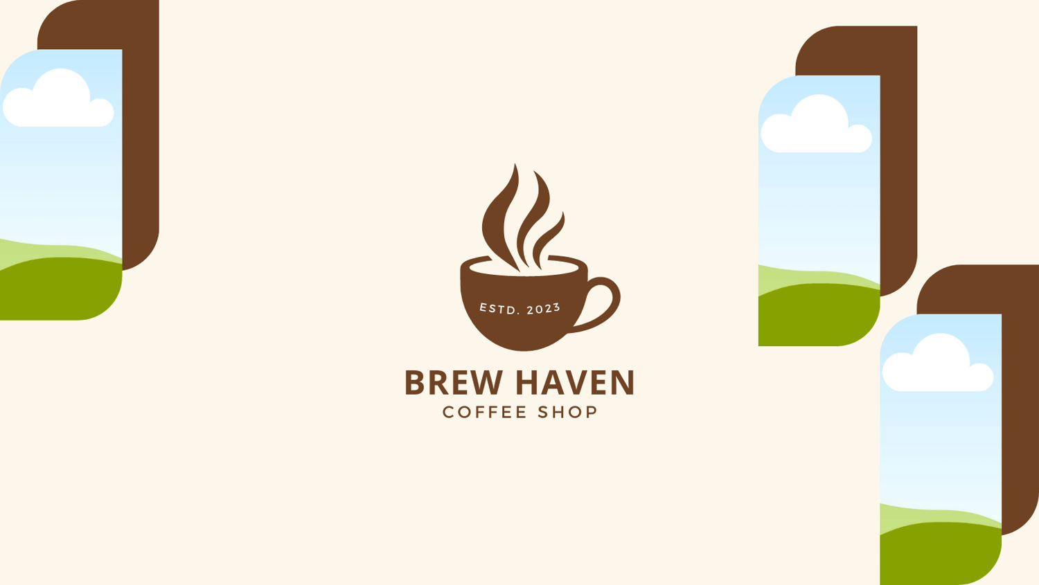 Customizable simple coffee cup design Facebook Cover Template for Canva - Small Business Branding, brown