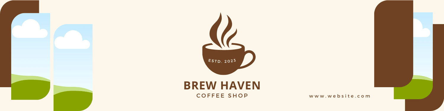 Customizable simple coffee cup design LinkedIn Background Template for Canva - Small Business Branding, brown