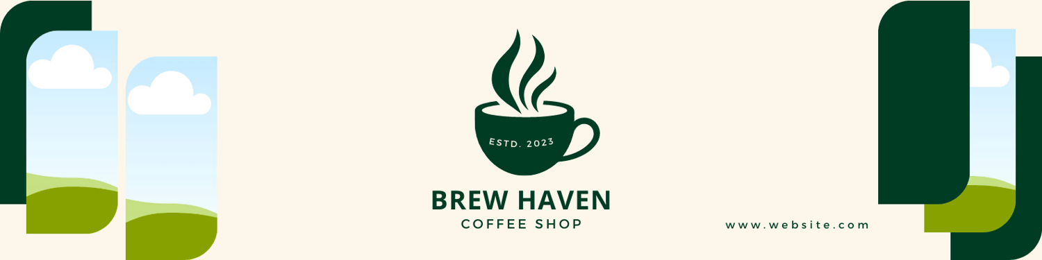 Customizable simple coffee cup design LinkedIn Background Template for Canva - Small Business Branding, green
