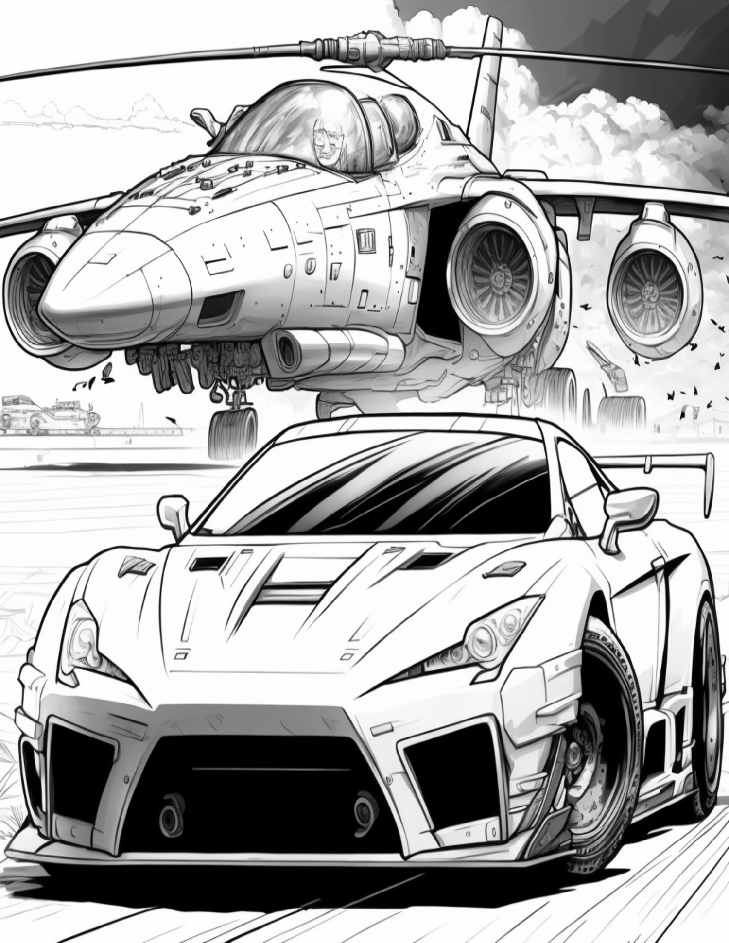 Fantasy Race Cars Coloring Pages