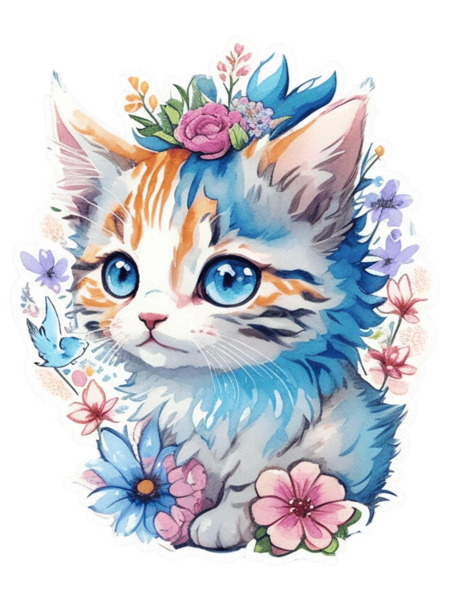 Watercolour Cats Planner Stickers | Cats Stickers | Watercolour Stickers |  Watercolour Cats | Floral Stickers | Cat Lovers (S-334)