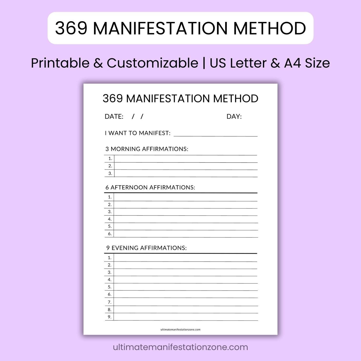 369 Manifestation Worksheet