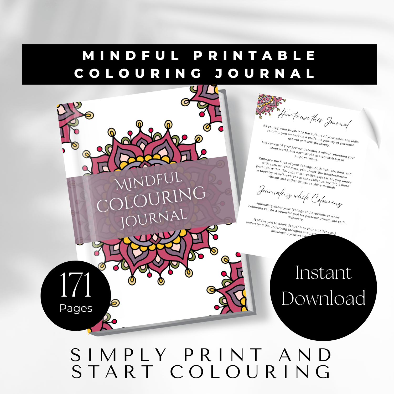 Adult Coloring Book Flower Empower (Instant Digital Download