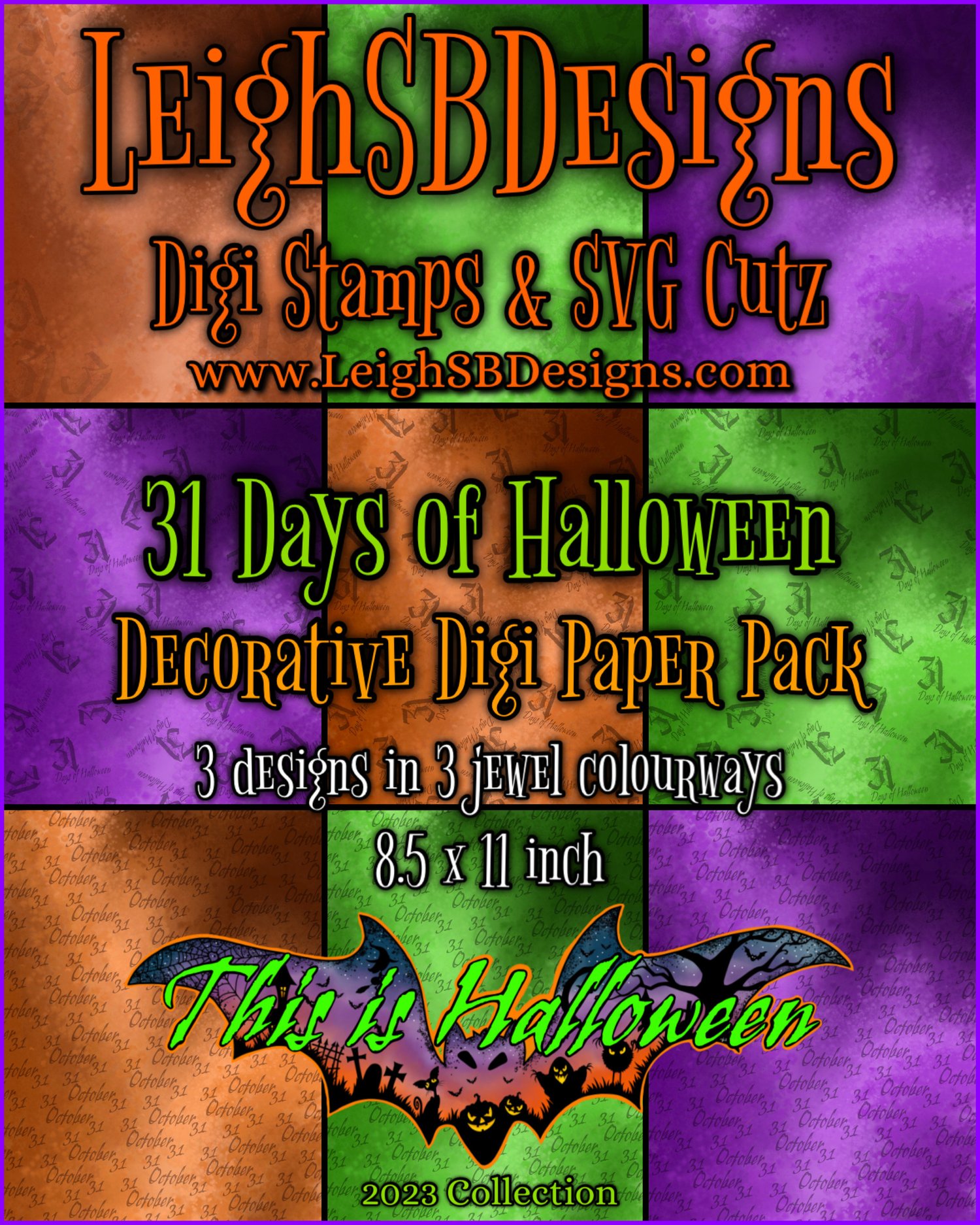 LeighSBDesigns 31 Days of Halloween Decorative Digi Paper Pack