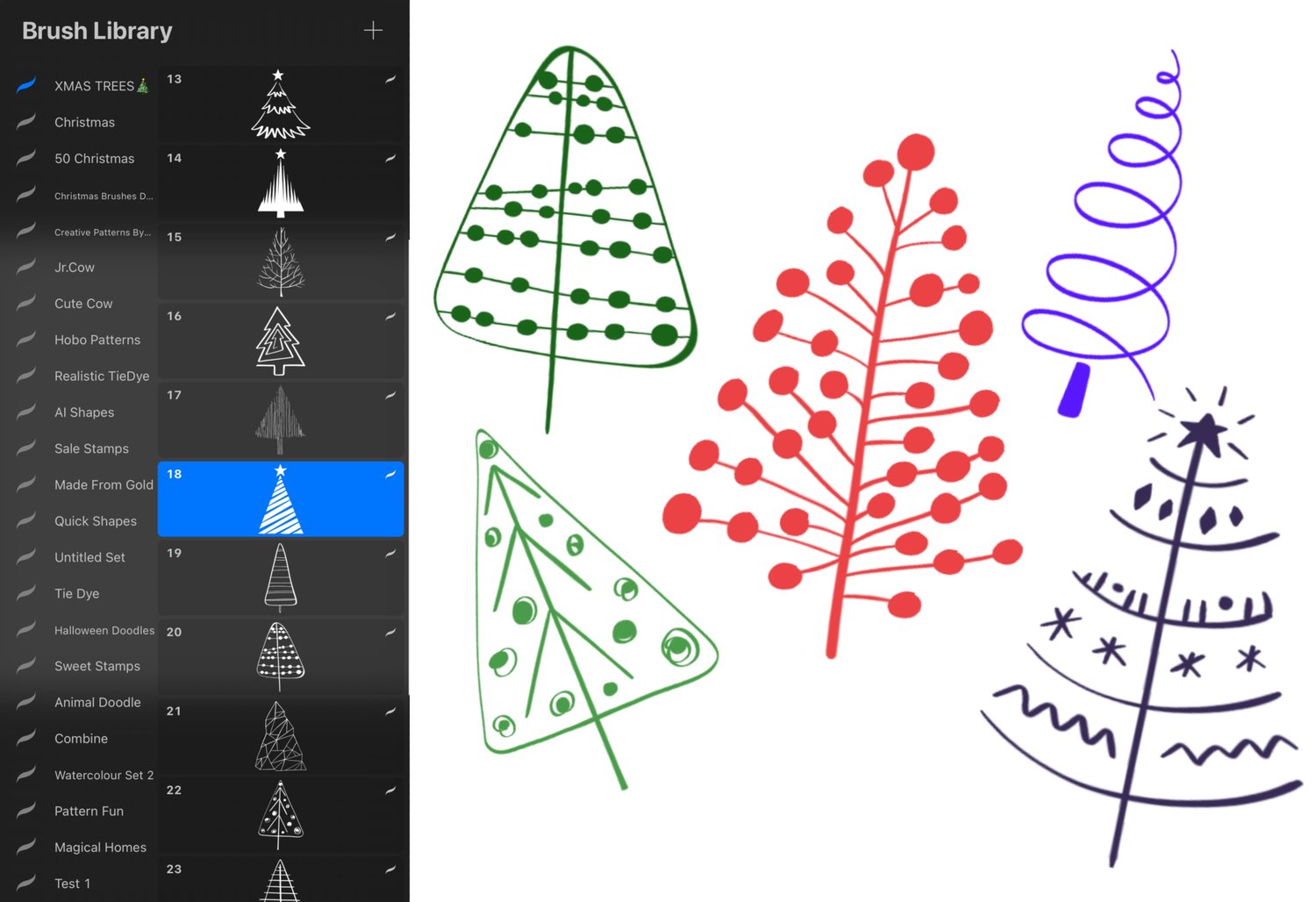 Christmas trees Procreate Brush set