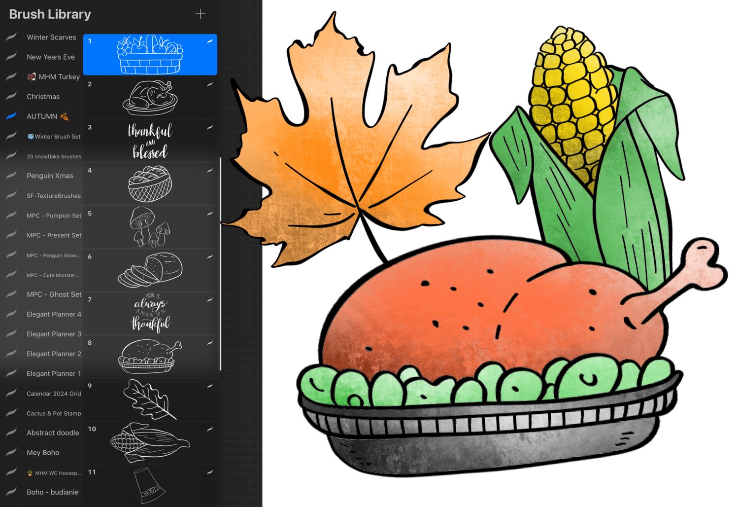 Thanksgiving fall Procreate Brush set
