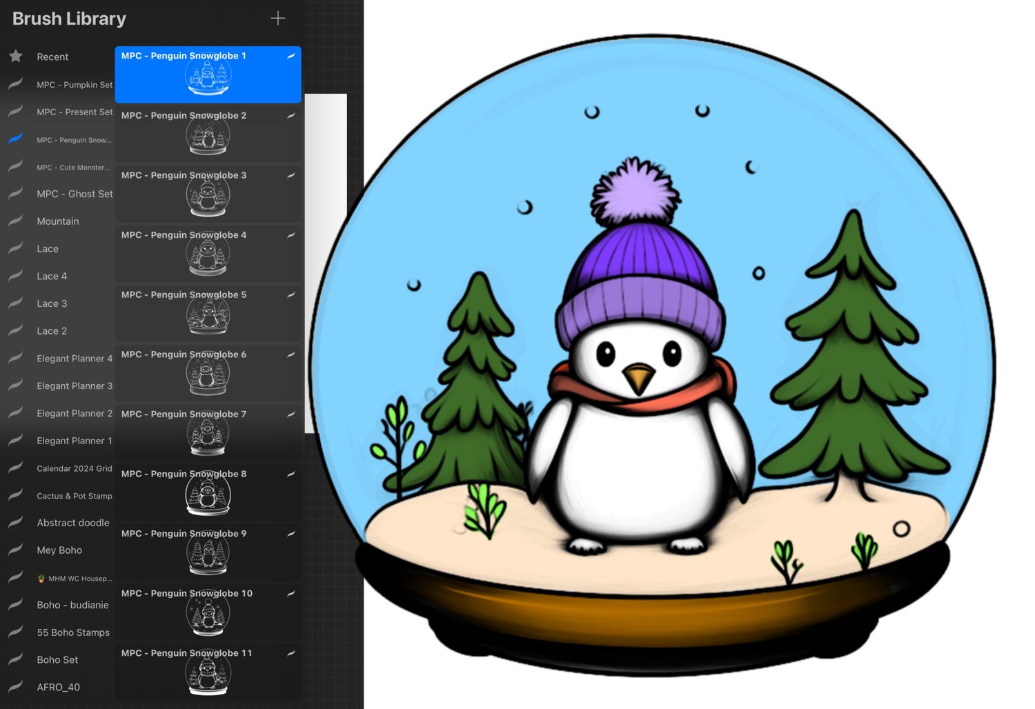 christmas globes Procreate Brush set