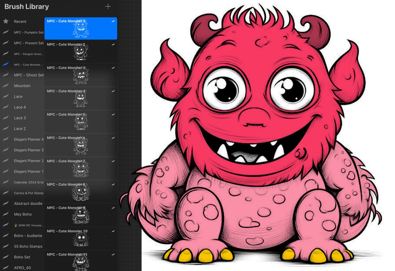 Cute Monsters Procreate Brush set