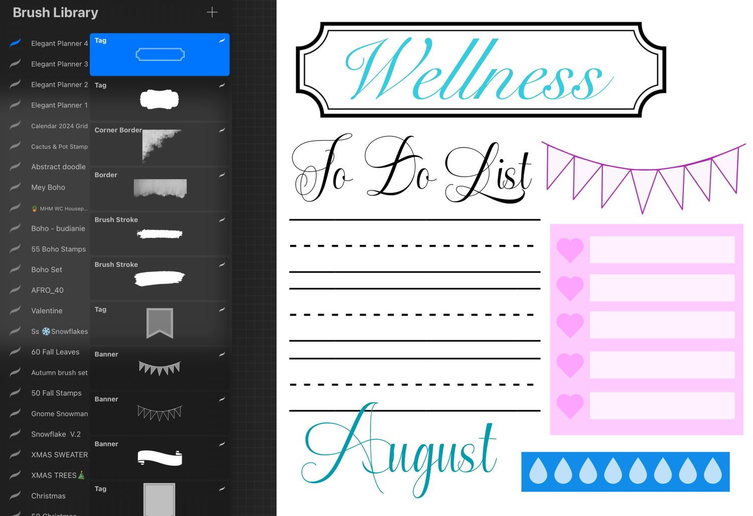 planner clipart Procreate Brush set
