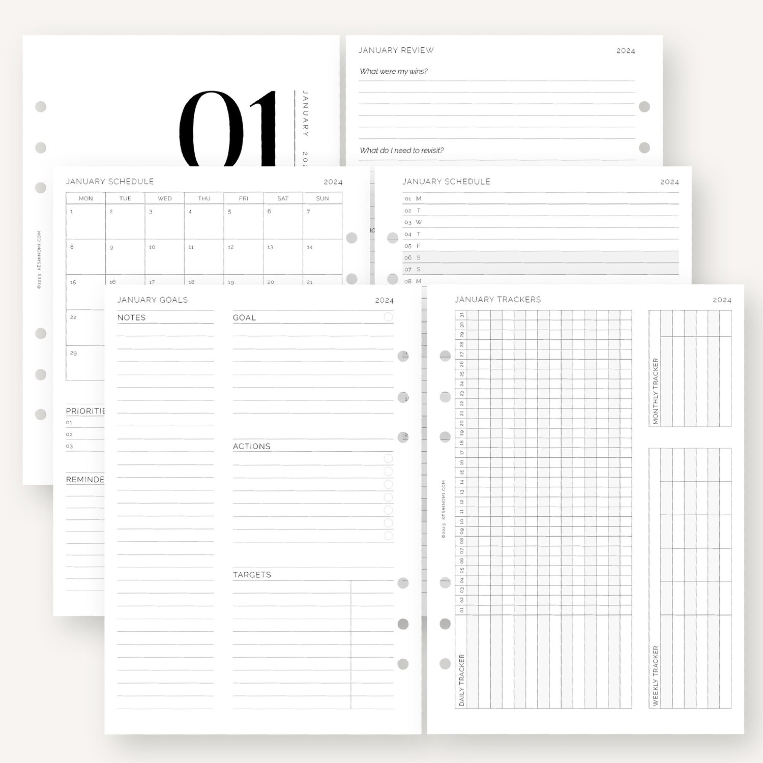 A5 Refill - Monthly Planner Inserts