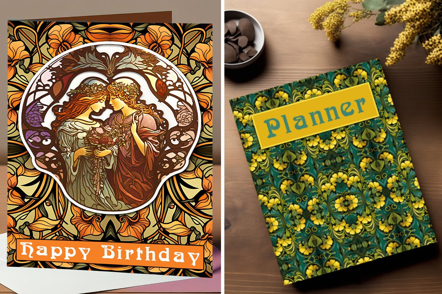 Seamless Pattern Birthday Card and Planner