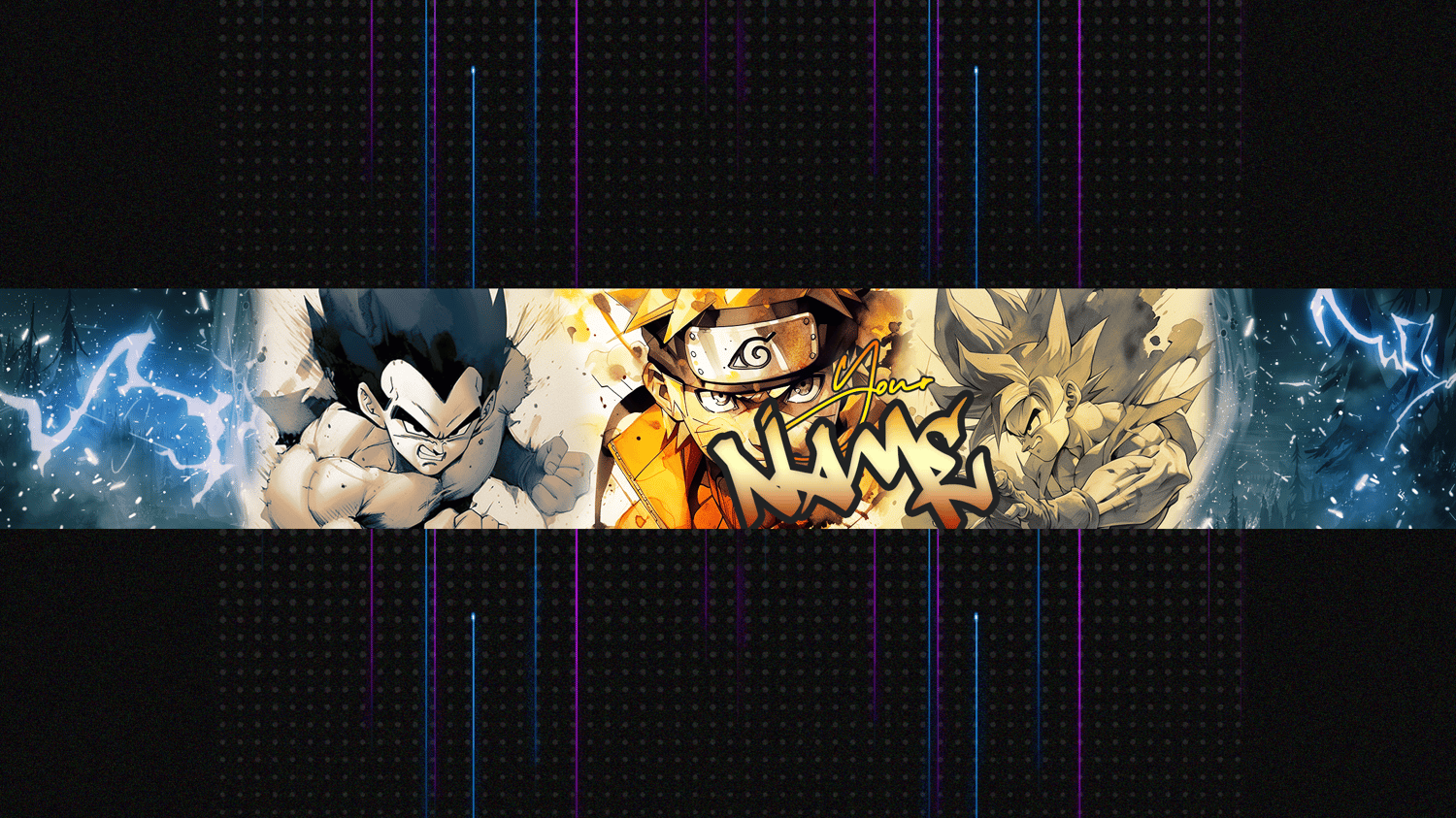 Anime Vegeta,Naruto, Son Goku YouTube Banner