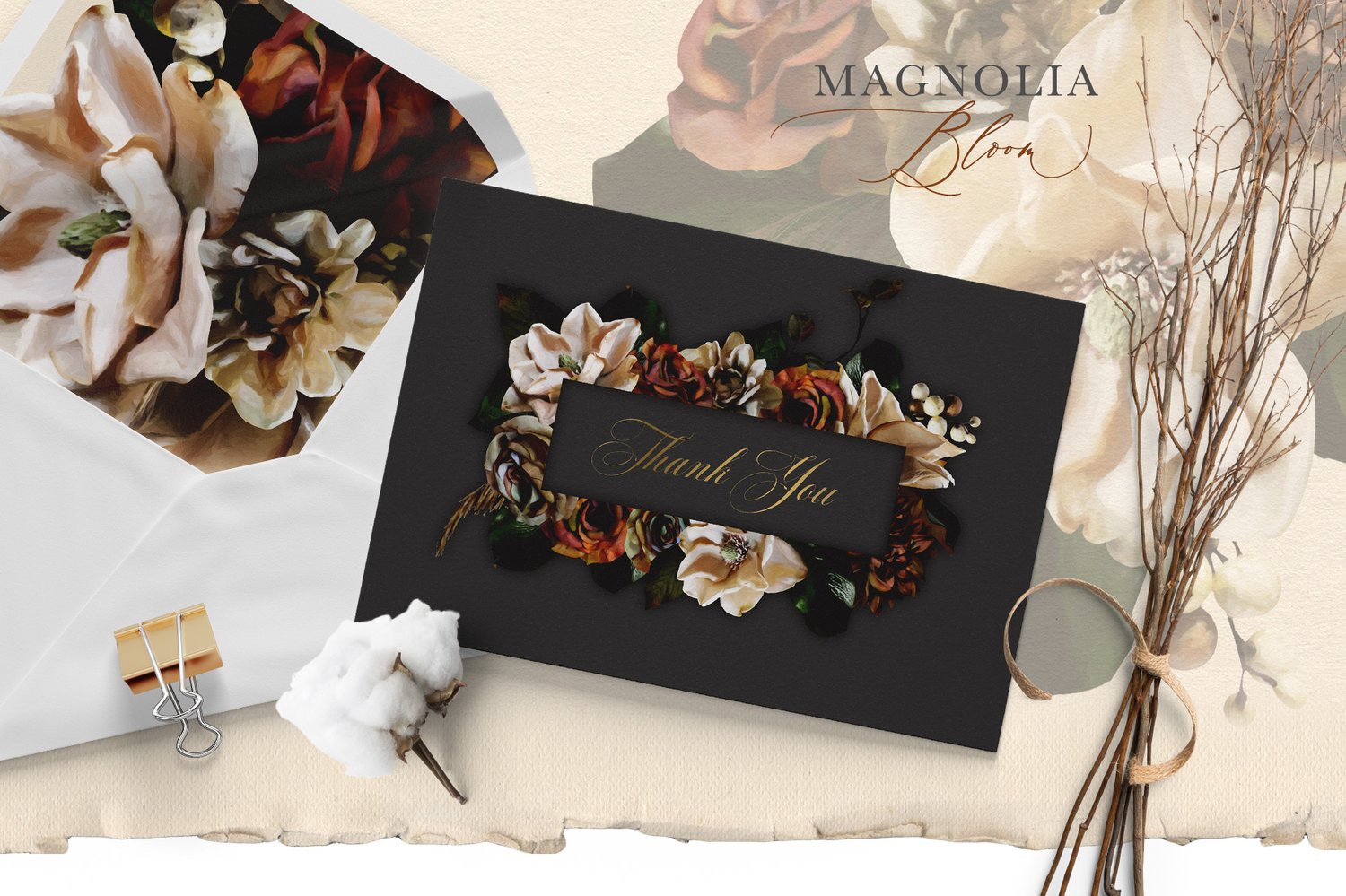 Magnolia bloom floral graphics Beautiful painted magnolia flowers and leaves as well as roses