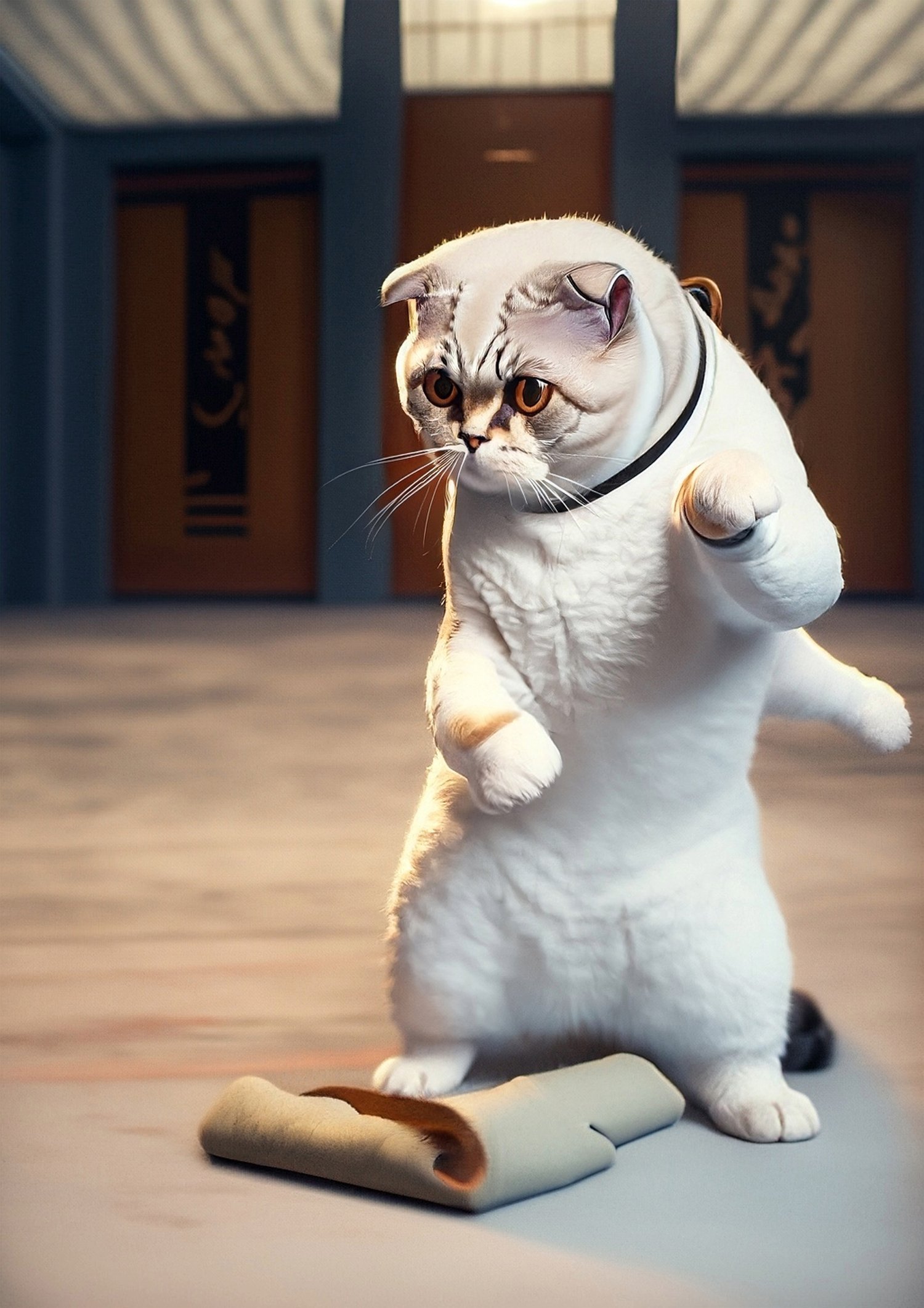 In a bizarre twist, a Scottish Fold cat named Angus challenges a UFC champion, displaying feline agility and ninja-like moves! #CatVsChamp