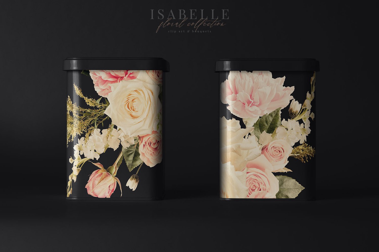 Isabell floral graphics pink and cream roses, carnations and mums