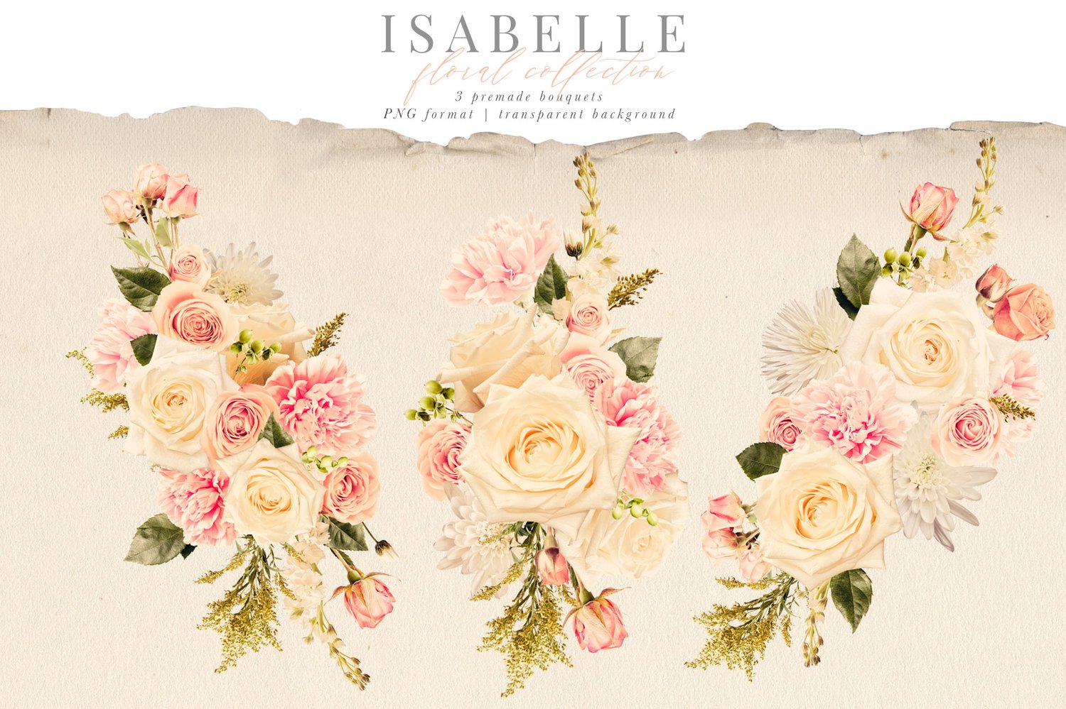 Isabell floral graphics pink and cream roses, carnations and mums