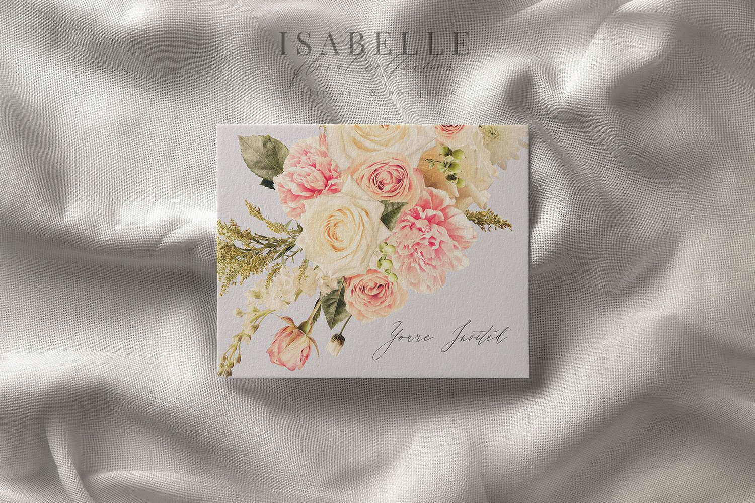 Isabell floral graphics pink and cream roses, carnations and mums