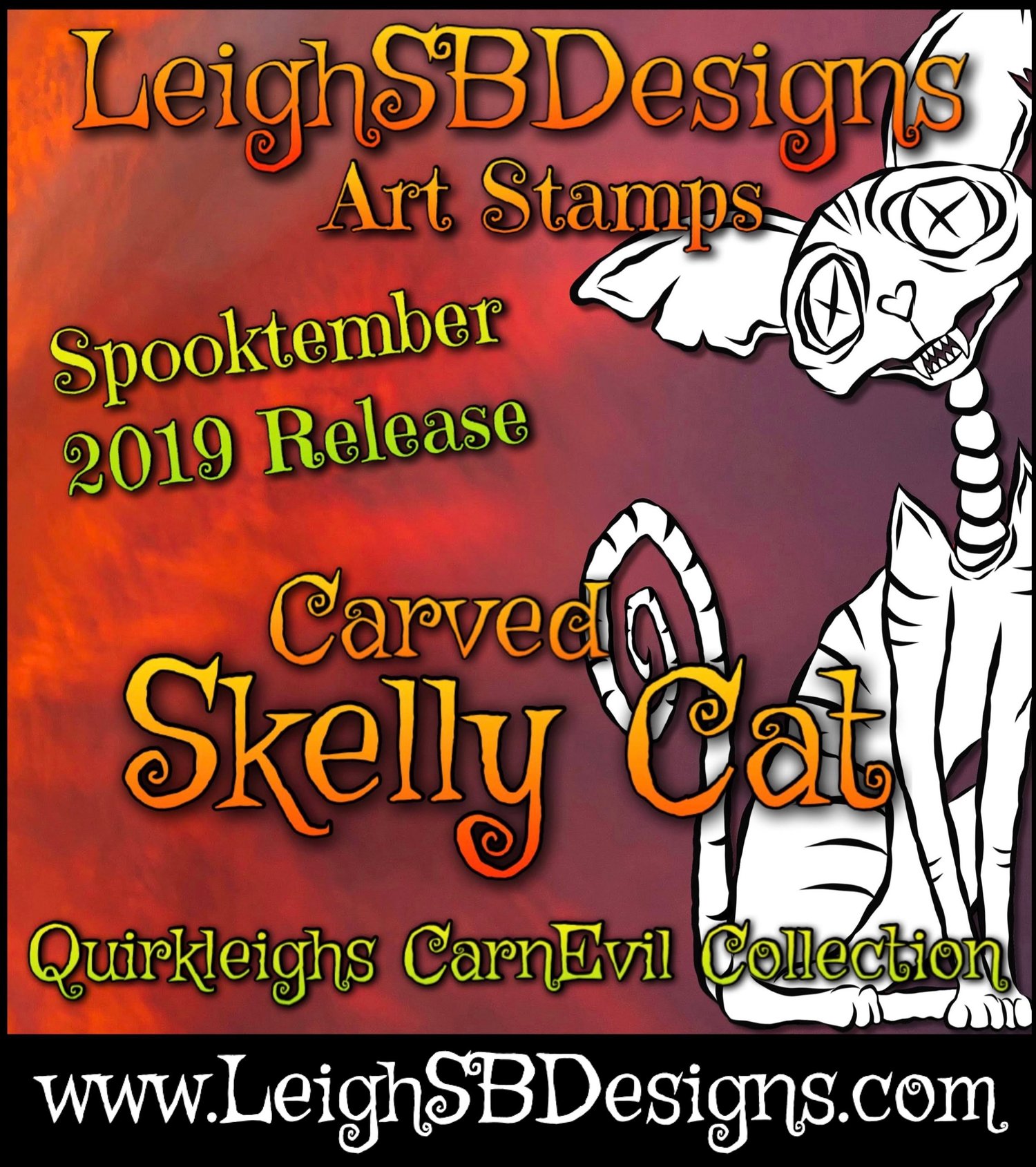 LeighSBDesigns Carved Skelly Cat