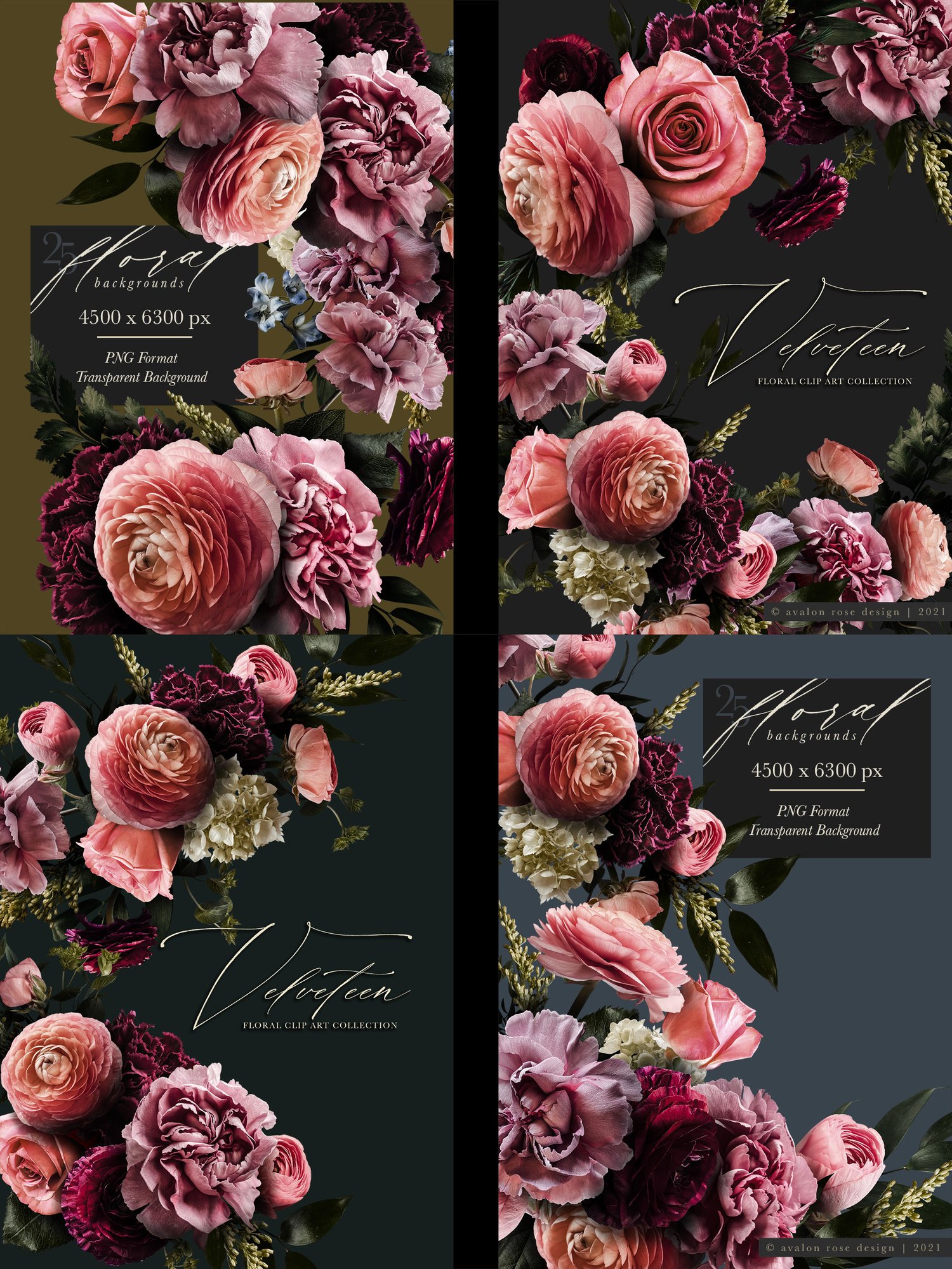 velveteen floral graphics Pink, burgundy, purple, and white flowers