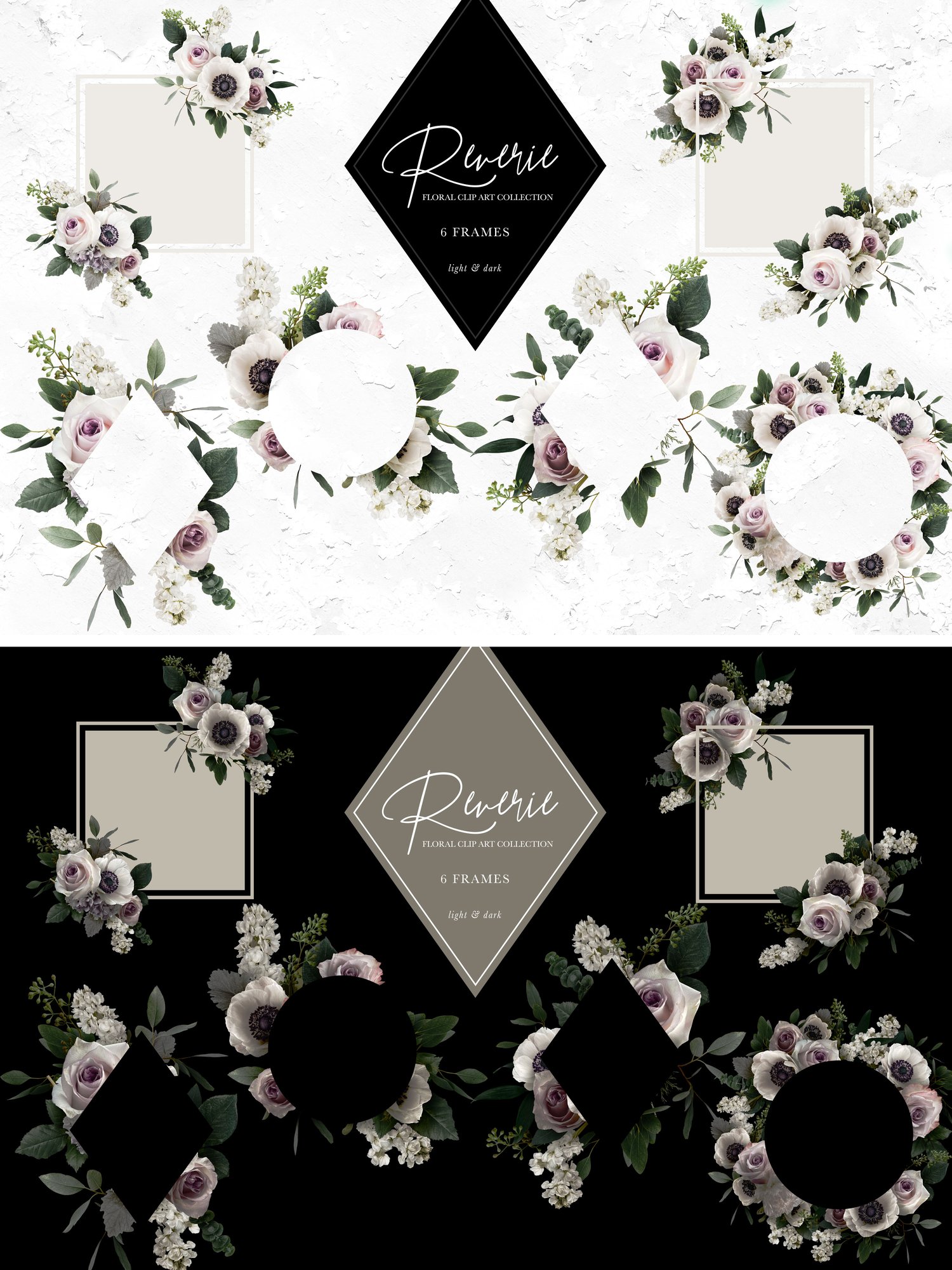 reverie floral art collection pink lilac white roses and flowers