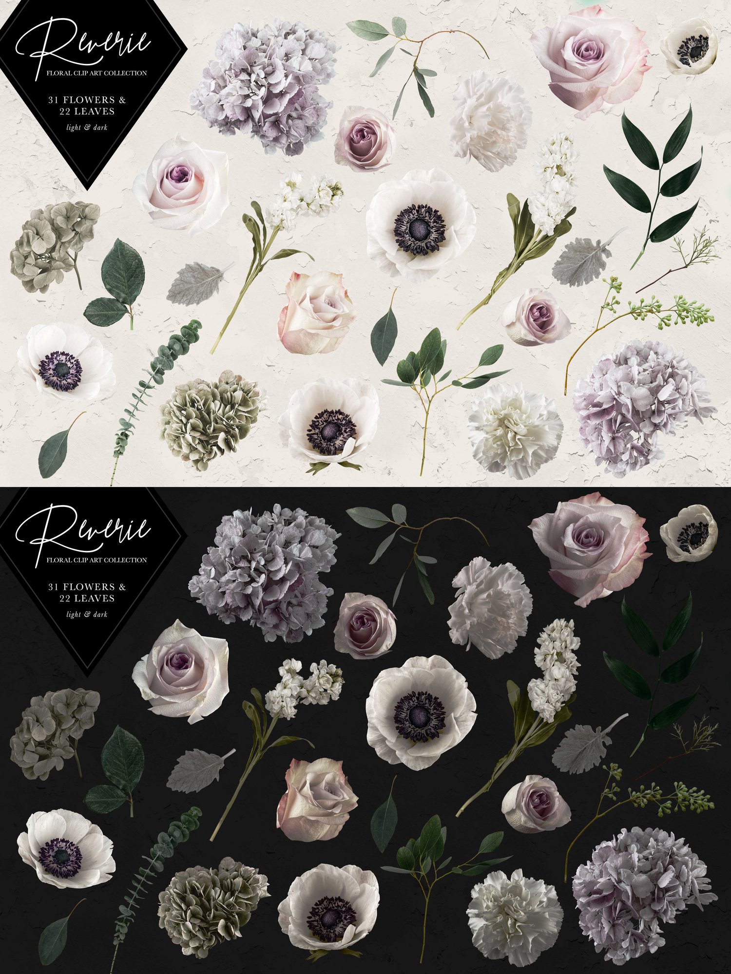 reverie floral art collection pink lilac white roses and flowers