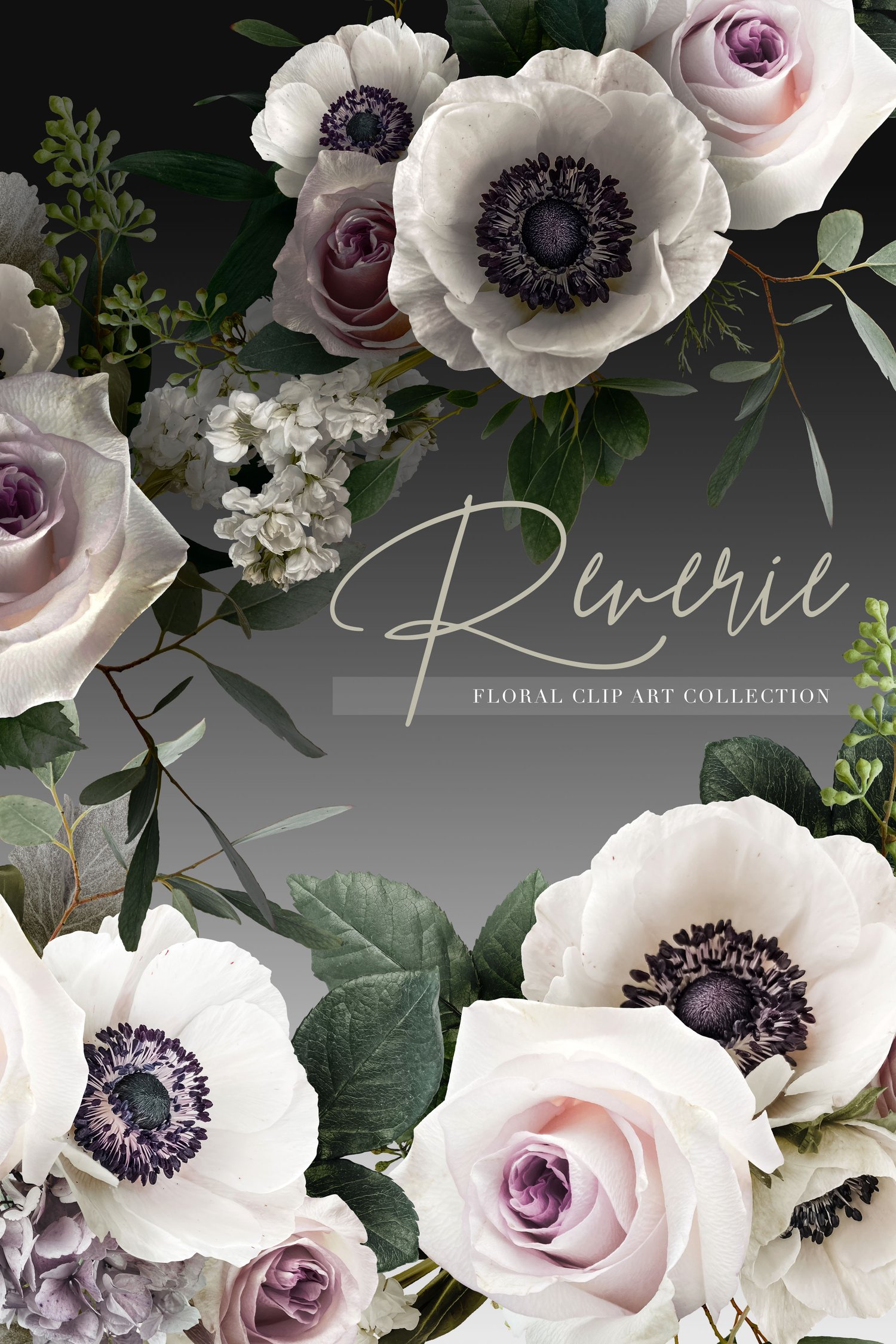 reverie floral art collection pink lilac white roses and flowers