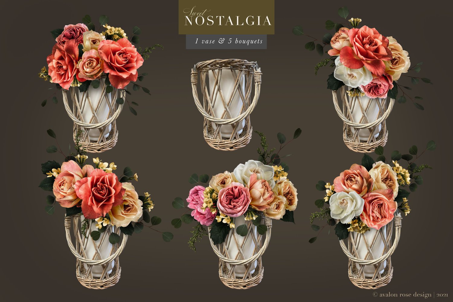 nostalgia floral graphics pink and peach floral graphics and eucalyptus