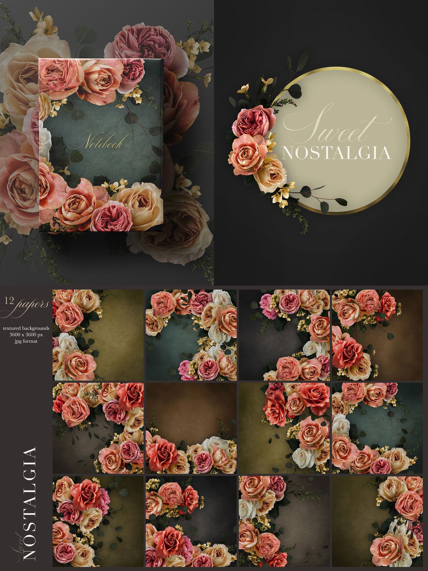 nostalgia floral graphics pink and peach floral graphics and eucalyptus