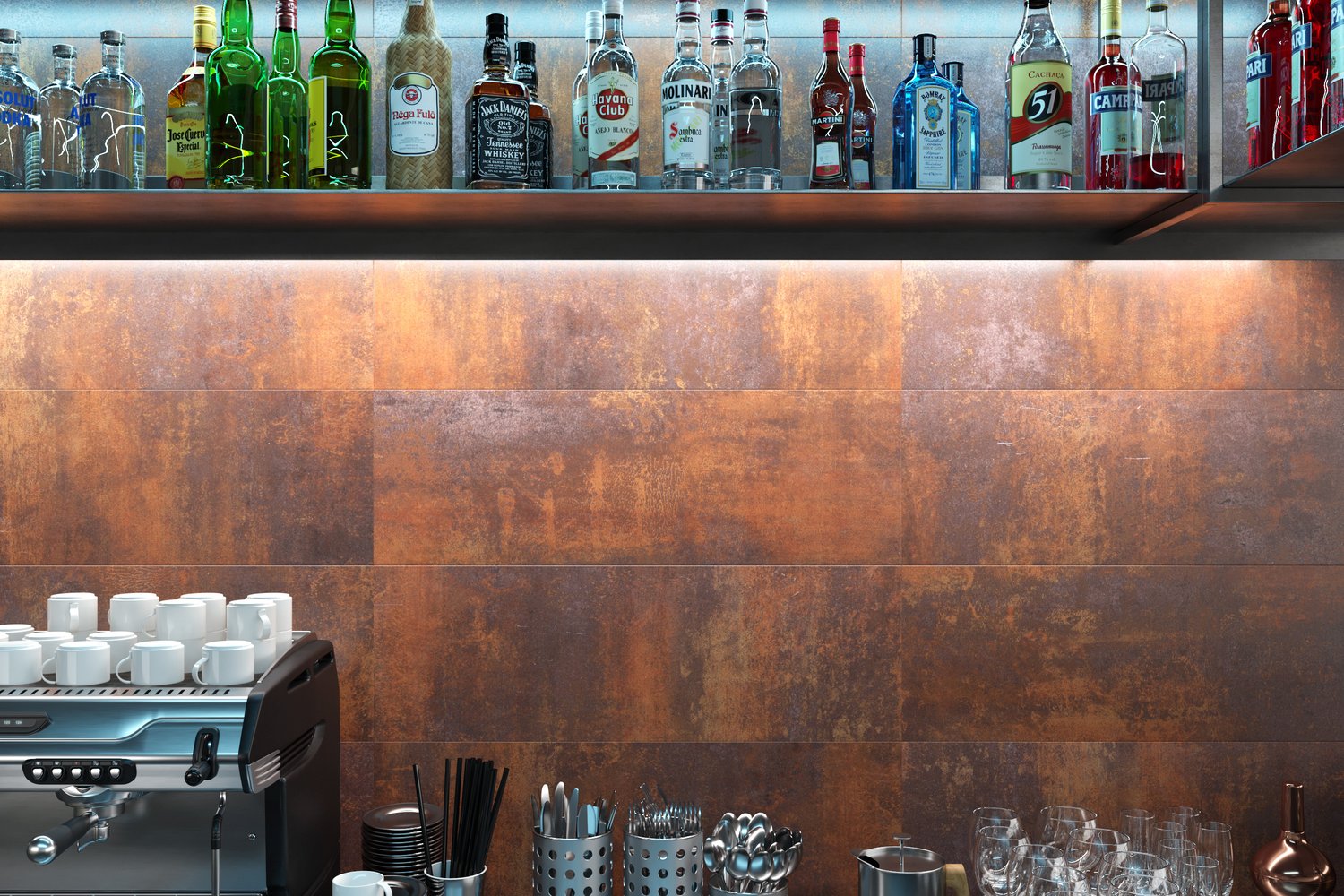 rendering with Copper Tiles texture