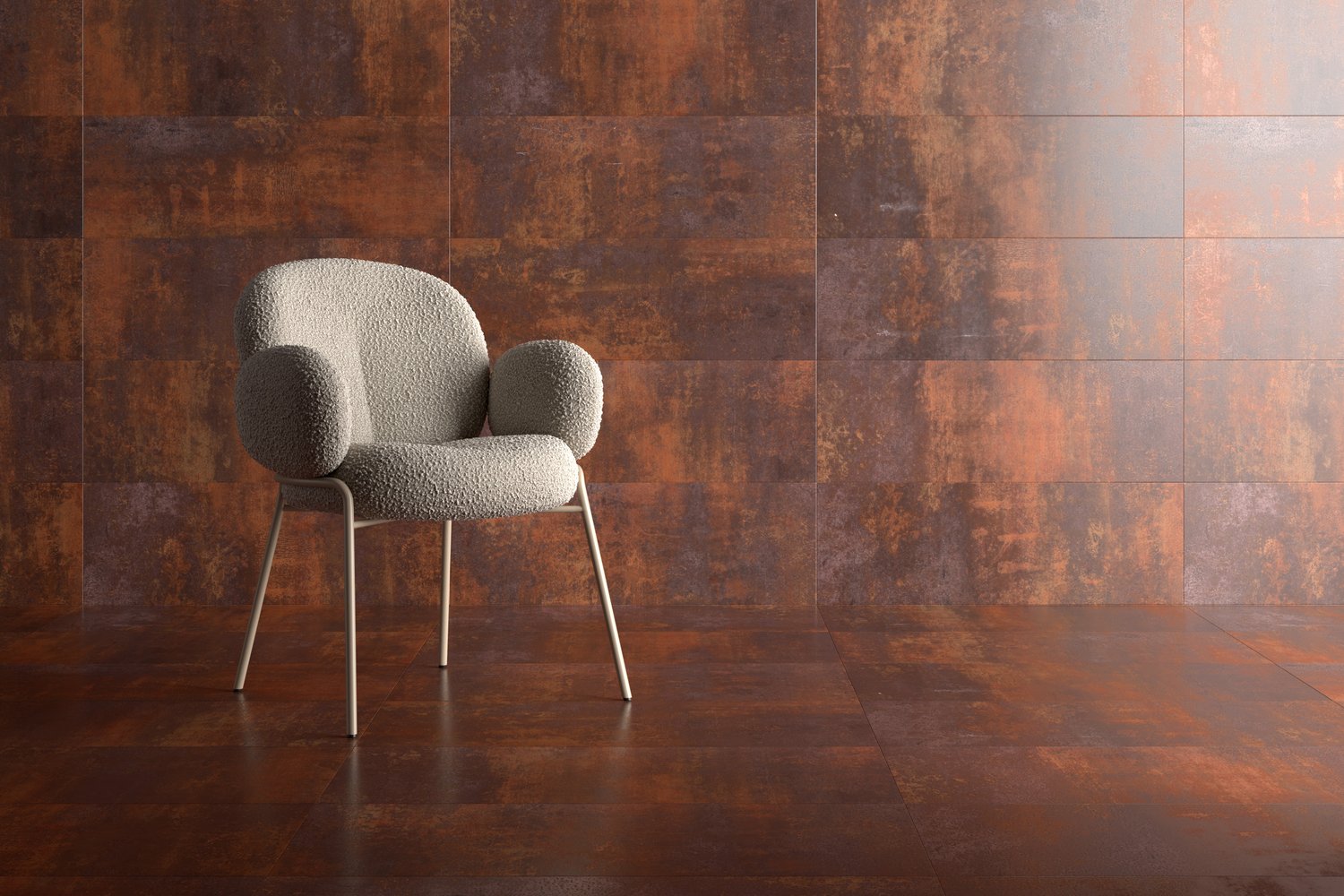 rendering with Copper Tiles texture